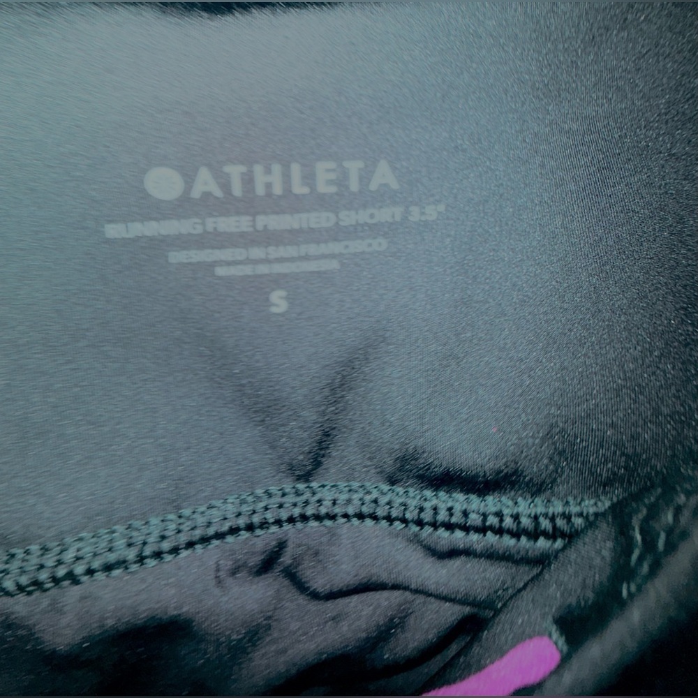 Athleta Running Free Colorful Camo Pattern With Black Waistband And Pockets - Picture 8 of 8